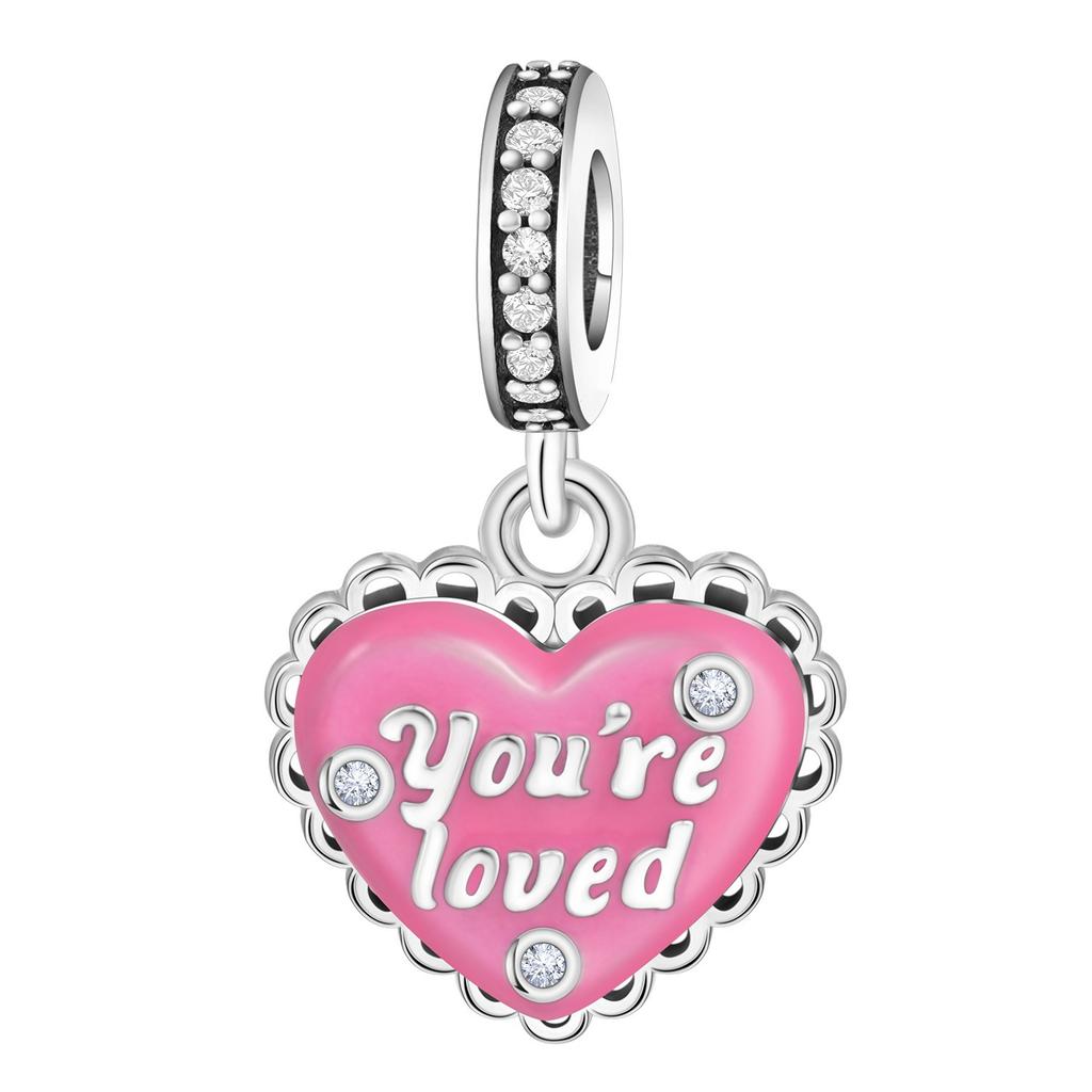 2026 Love Color Zirconium Positioning Buckle Charm Charm Charm Bead DIY Jewelry Bracelet Accessories 925 Silver