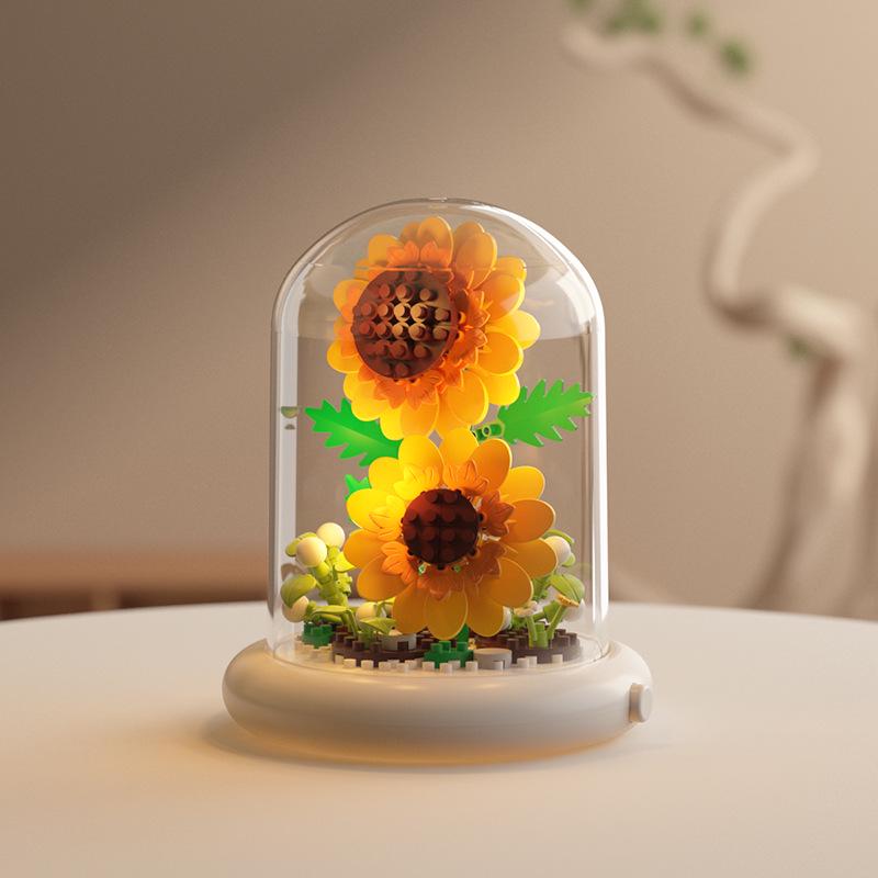 Yigao Building Blocks Flower Set: Micro Particle Assemblable Desktop Toy Gift for Girls