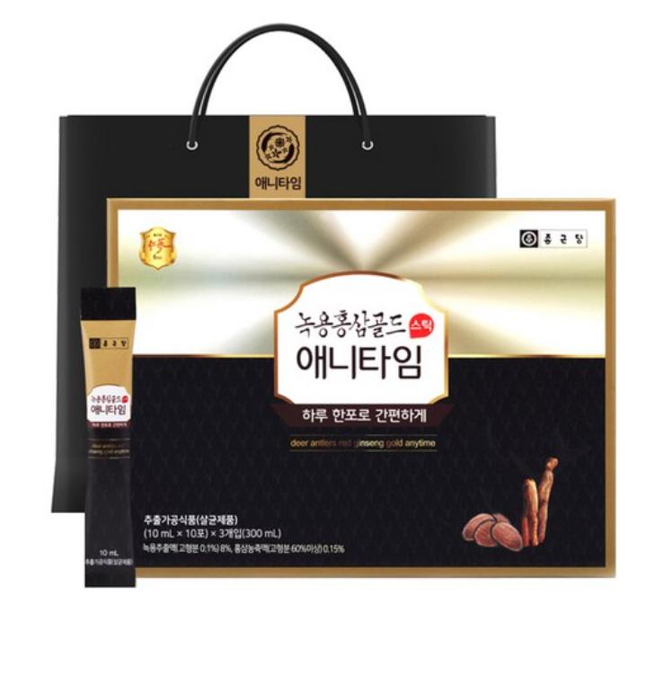 CKD Deer Antler Red Ginseng Anytime Gold 30 Sticks – Premium Korean Health Supplement for Daily Vitality