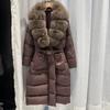 Womens Winter Down Coat With V-Neck Slim Fit Mid-Length 50% Duck Fill Thick Warm Outerwear Cold Season