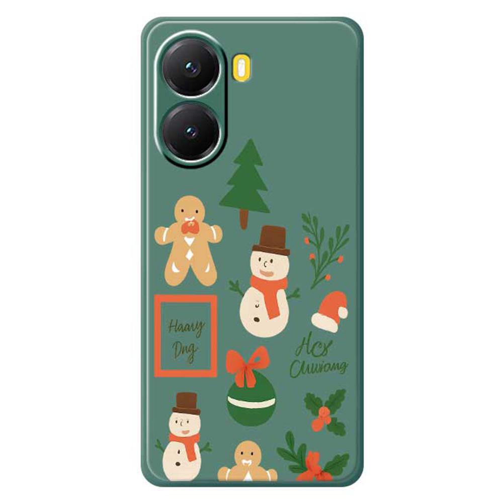 For Xiaomi Redmi Turbo 4 5G/Poco X7 Pro 5G Case Christmas Snowman Pattern Printing Straight Edge TPU Phone Back Cover