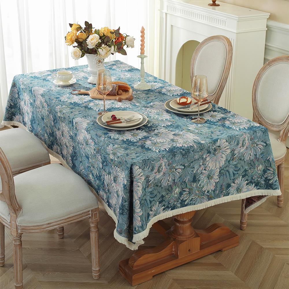 Tovaglia Stile Pittura a Olio Retrò Tovaglia da Tavolo da Cucina Copritavolo Rettangolare in Cotone Lino Jacquard Tovaglie Rettangolari Copritavolo da Tavola da Pranzo