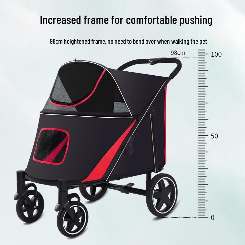 Foldable Large-Space Pet Stroller for Large Breed Dogs & Cats