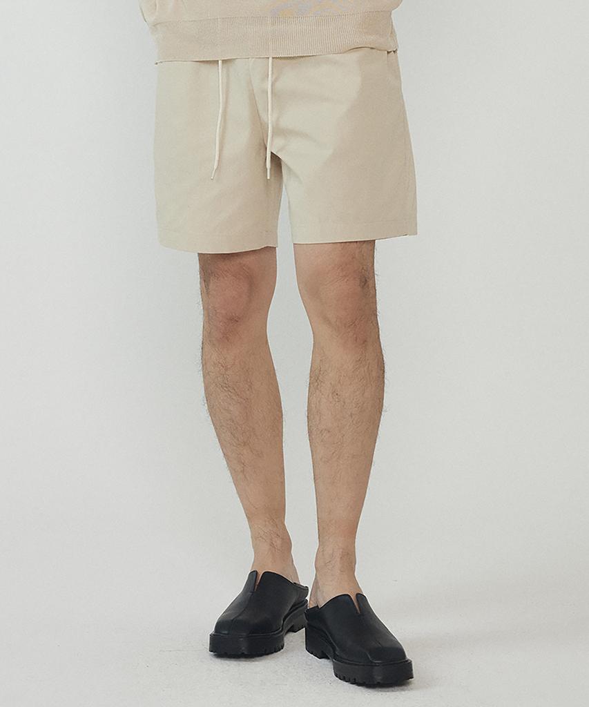 ANALOG MOOD Basic Elastic Waist Shorts (Light Beige)