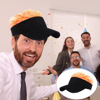 Neuheit Sonnenblende Kappe mit falschen Haaren Verstellbare Schirmmütze Perücke Baseballkappe mit stacheligen kurzen Haaren Lustige Hip-Hop-Mütze für ausgefallene Auftritte