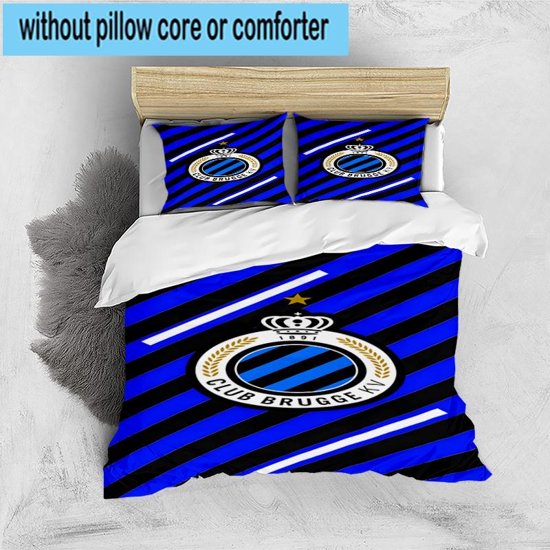 Set Biancheria da Letto con Stemma FC Brugge 3 Pezzi, Include 1 Copripiumino e 2 Federe Perfetto per Camera da Letto, Dormitorio, Regalo di Natale per Fan