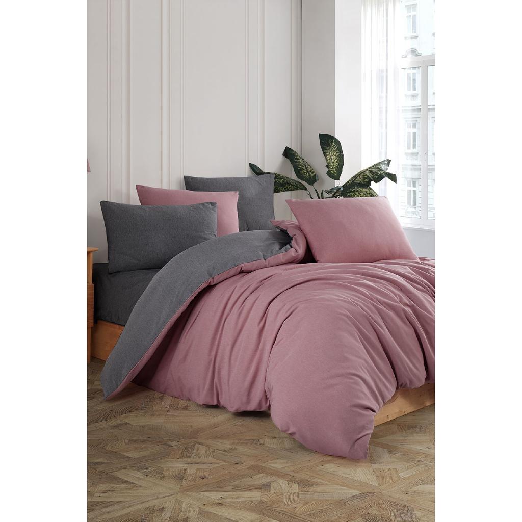 Set copripiumino doppio con lenzuola con angoli | Nero Antracite | cotone