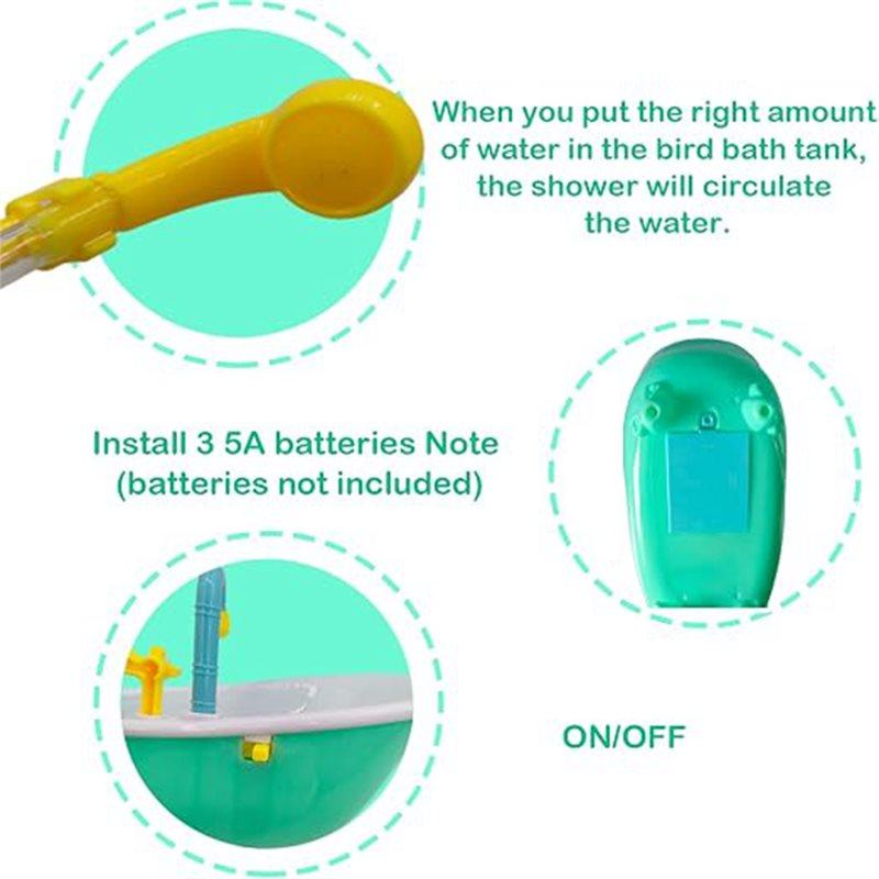 ABKP-Automatic Bathtub With Shower, Cute Durable Bird Bath Fountain For Small To Medium Parrots, Including Cockatiels Conures
