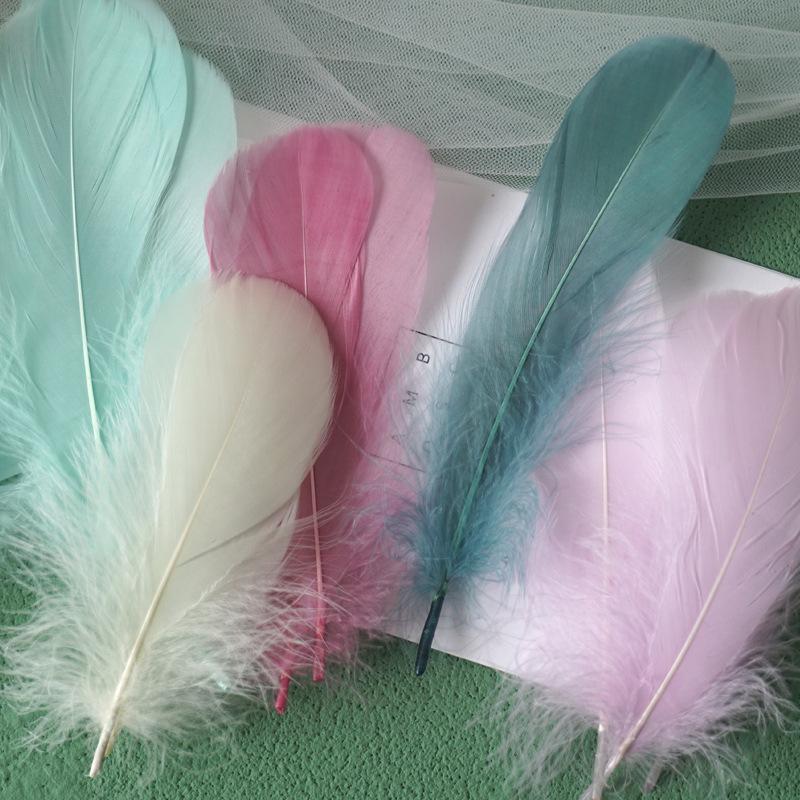 50Pcs Goose Feather Soft Big Floating Diy Sunflower Wall Decoration Dream Catcher Wing Decoration Handmade Material Colored Cat Stick Feather