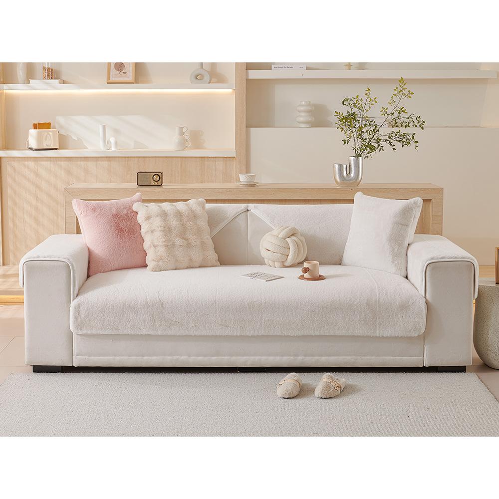 Sofa Cushion Thickened Winter Senior Stroking Cats Rabbit Plush Sofa Cover Winter Light Luxury Plush Non-Slip Seat Cushion