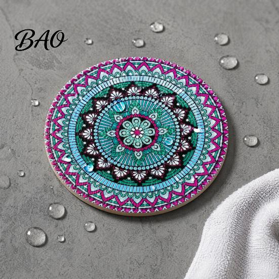 Furniture Protection Coaster 8PCS Coasters, Colorful Wood with Non-Slip Heat Insulation Multi-color Pack Waterproof Drink Holder, for Home Office