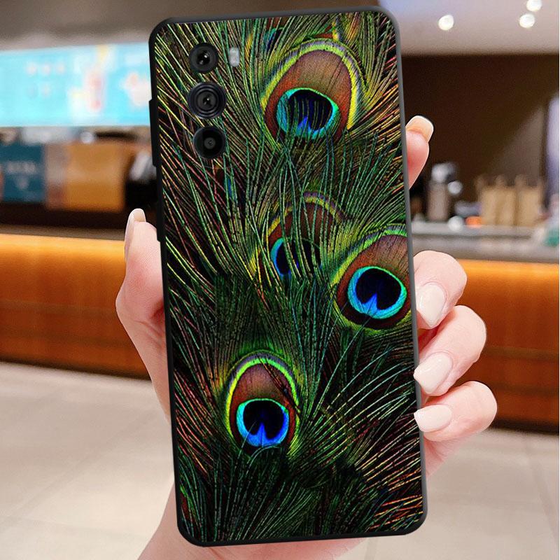 Phone Case For Motorola Edge 50 40 Pro 60 50 40 30 Ultra Neo Fusion Moto G85 G72 G53 G54 G84 G13 G32 Peacock Feathers