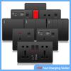Universal Black USB Type-C 18W Smart Fast Charging Socket Double 5-pin Power Plug,UK Electrical Internationa Wall Light Switch