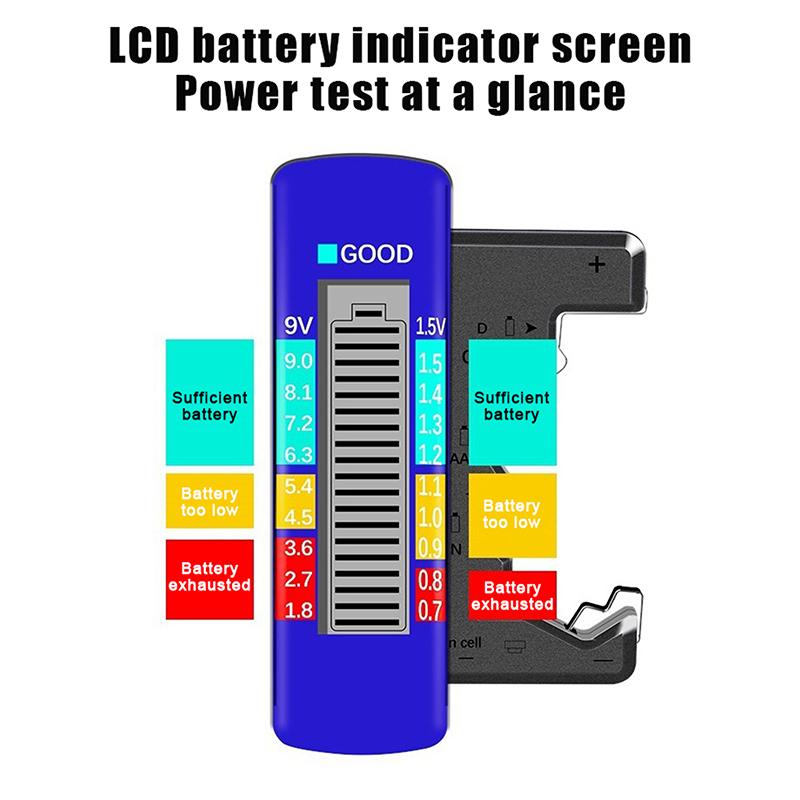 Black Portable Battery Capacity Indicator Compact Size Lithium Battery Level Tester Digital Display Battery Voltage Meter