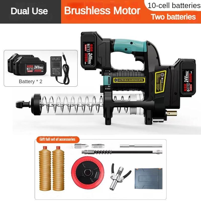 Brushless Electric Grease Gun Full Automatic Dual Purpose Lubricating Oil Injector Rechargeable Professional Excavator Greaser