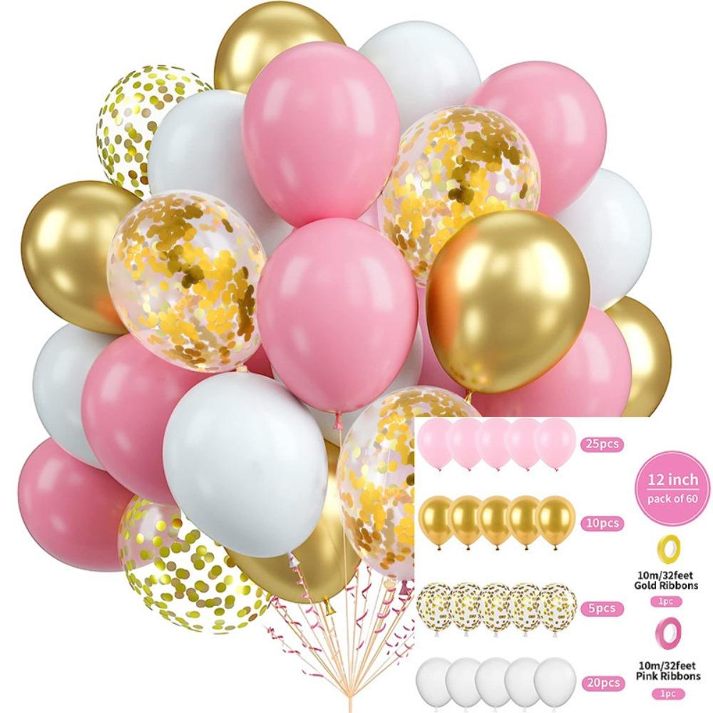 Party Balloon 12 Inch 60pcs Latex Balloon Set Birthday Party Opening Scene Props Metal Sequined Balloon