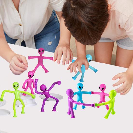 Kreslené mimozemšťané Teleskopická trubka Hračka s přísavkou Úleva od stresu Ohýbatelná Volná transformace Roztažitelná trubka Senzorická fidget hračka Děti Dospělí Dárek