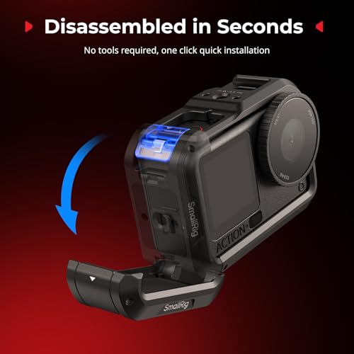 SmallRig DJI Osmo Action 6 Cage (Advanced Edition), Aluminum Alloy Camera Cage with Cold Shoe, Wrist Strap, Lens Cover, Protective Frame with 1/4"-20