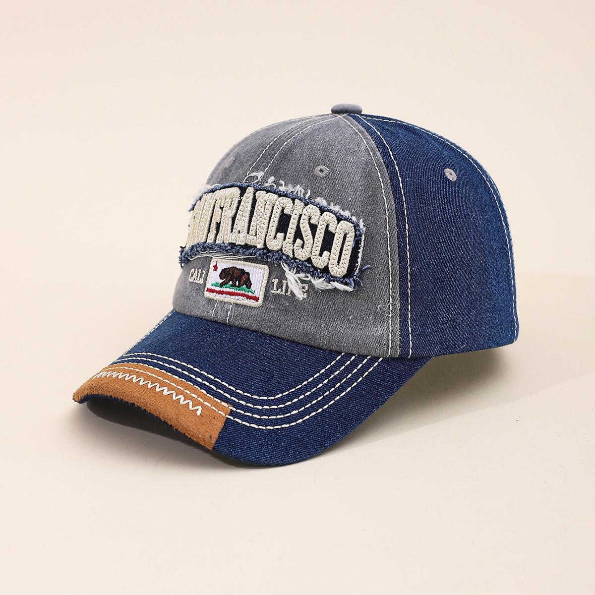 California bear logo safracisco baseball cap cap washed truck hat Adjustable