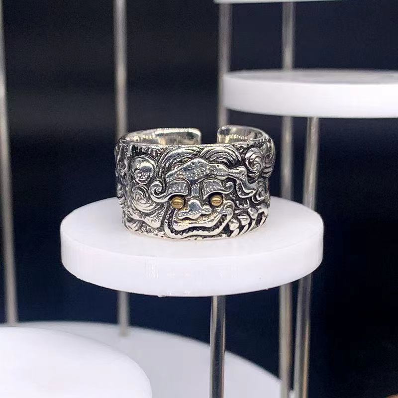 Nieuwe Dominerende, Modieuze en Overdreven Pixiu Ring, Open Ring, Trendy Mannen, Dominerend en Verstelbaar