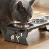 Supporto Pieghevole Regolabile a Tre Ciotole in Acciaio Inossidabile per Animali Domestici, Alimentatore per Cani Piccoli e Gatti, Ciotole Staccabili per Cibo e Acqua