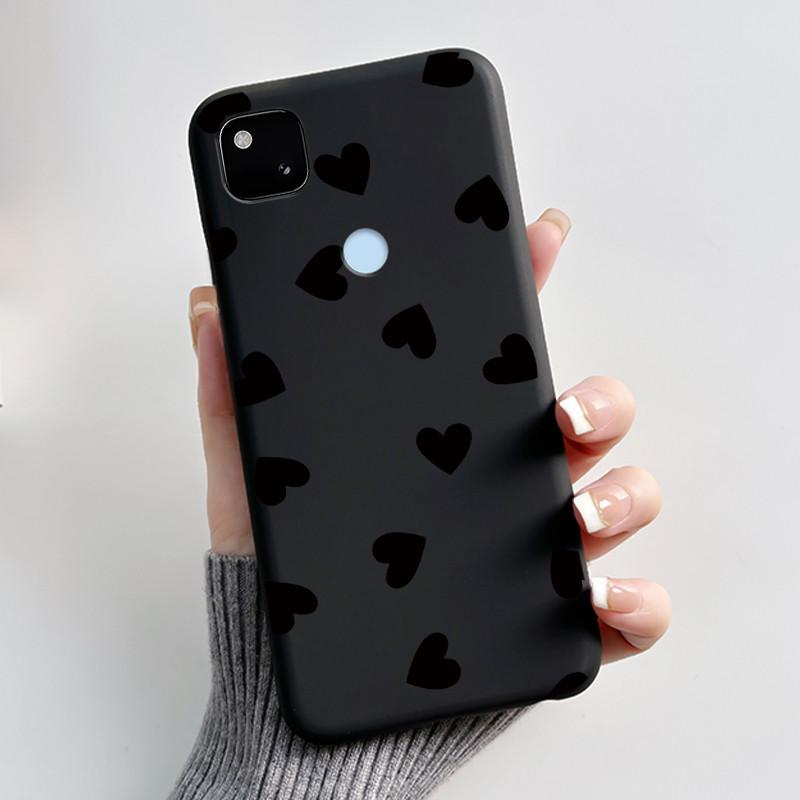 For Google Pixel 4a 4G Case Luxury Cute Love Rabbit Funny Soft Black Matte TPU Silicone Back Protective Cover Slim Thin Casing