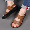 2025 Men's Genuine Leather Sandals: Beach & Casual Non-Slip Soft Sole Dual-Use Summer Shoes