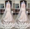 Velo da Sposa Lungo con Applicazioni in Pizzo Coreano (3m) - Squisita Garza Morbida per Nuove Spose, Bianca/Bianco Sporco