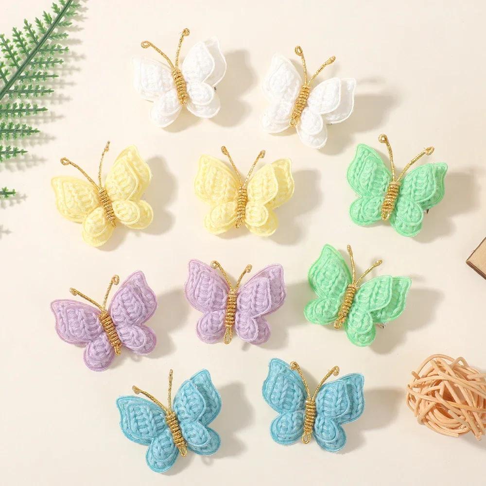 

10Pcs/Set New Baby Hairs Clips Wool Knitting Headwear for Girls Children Handmade Butterfly Hairpins Hair Accessories Gifts