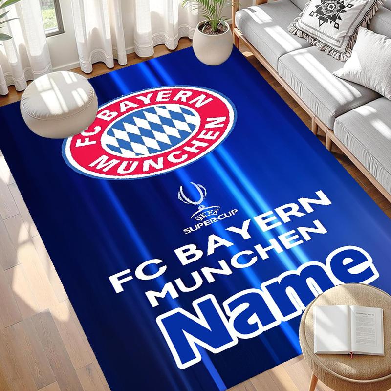 Custom Name Personalized FC Bayern Print Carpet, Versatile Home Decor Rug, for Playroom, Apartment, Balcony, Entryway, Hallway Gift
