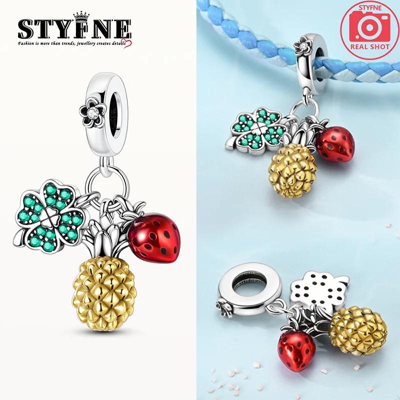 

Charm Bead Charms copper Lucky Shamrock Pineapple Strawberry Bead Charms Compatible With Charm Bead Charms Plata Authentic Bracelets Bead Charms Women