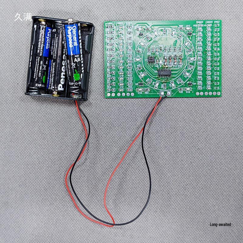 SMD Rotary Flowing Light Kit: Electronic Soldering Practice Board for DIY and Student Skill Training.