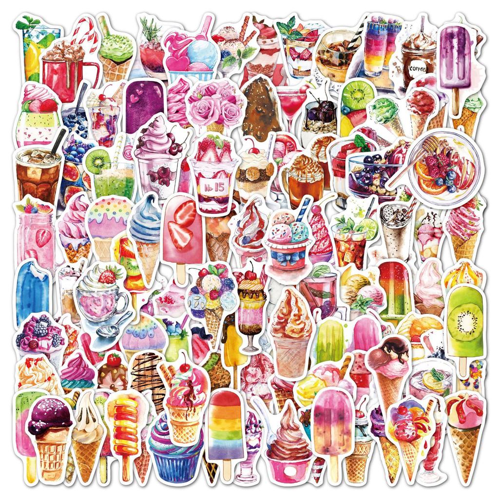 100Pcs Cute Cartoon Food Stickers for Luggage Laptop Skateboard Book Notebook DIY Crafts Fashion Vinyl Decals