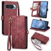 Geometric Embossed Flip Zipper Card Holder Wallet Leather Case for Google Pixel 11 Pro XL 10 9 8 7 6 A Shockproof Stand Cover