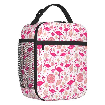 Lancheira portátil com estampa de flamingo rosa, com vibe de verão, cooler térmico para alimentos, bolsa de almoço para crianças em idade escolar