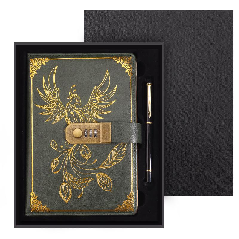 Set Regalo Quaderno Password A5 - Registro Riunioni d'Affari d'Ufficio & Diario Vintage con Logo Personalizzabile.