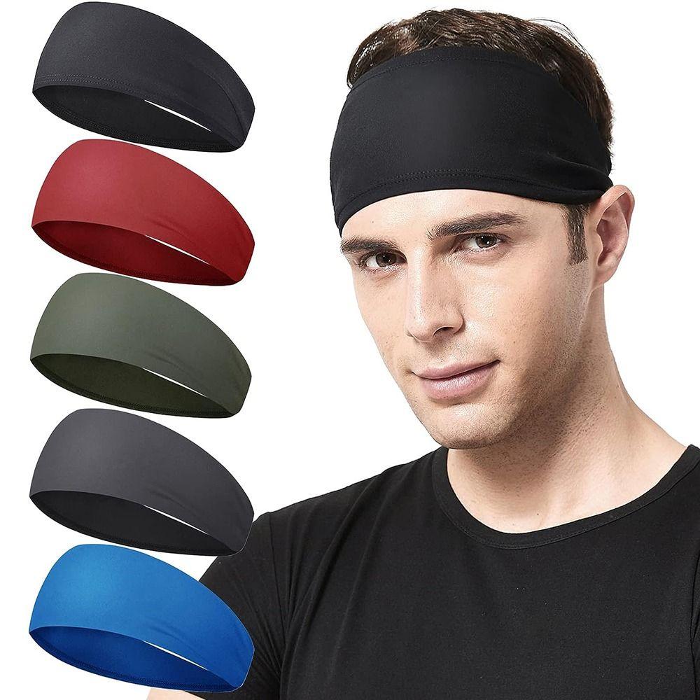 Non Slip Workout Headbands for Men Quick-Dry Men‘s Sports Hairband Stretchy Sweatband  Fitness