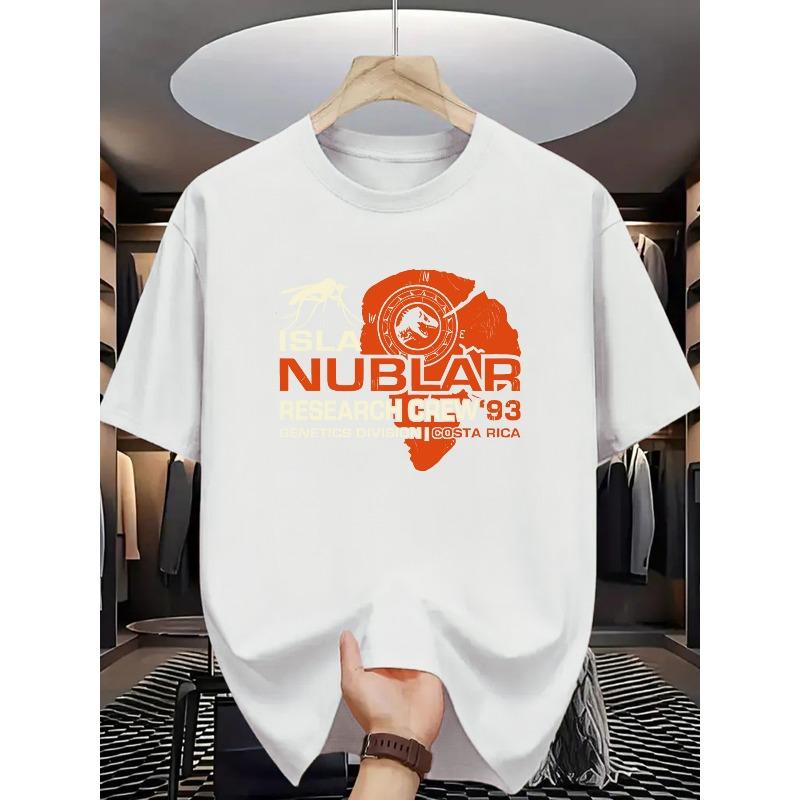 

European sizes Nublar Research Crew 93 Graphic T-Shirt - Dinosaur Island Movie Print, Casual Summer Tee for Adults, Lightweight with Slight Stretch 4XL білий