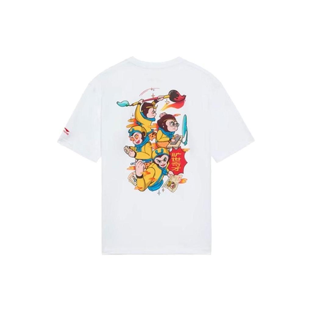Li Ning Cartoon Anime Print Short Sleeve T-Shirt Men Tops White AHSS635-1