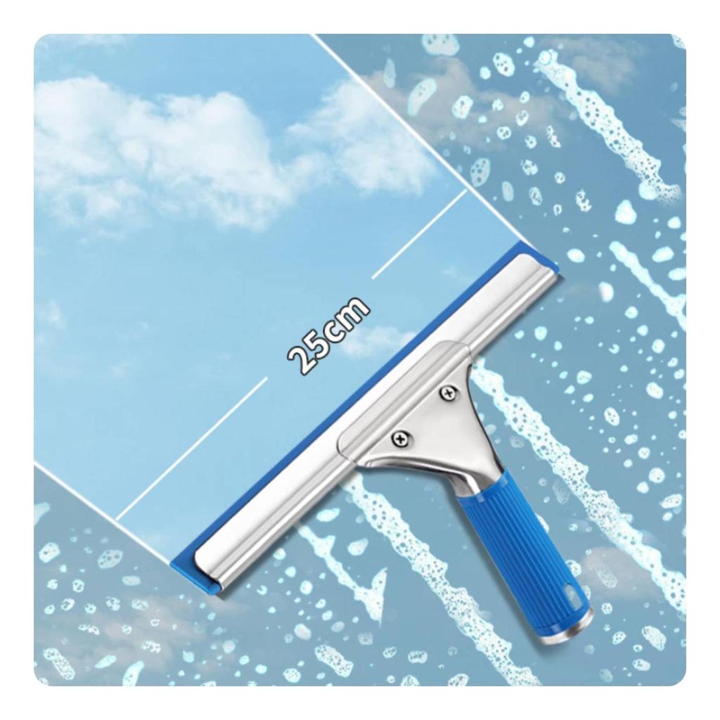 Triangular Head Squeegee ScrewFastened Handle Stainless Steel Ribbed Grip Home Cleaning