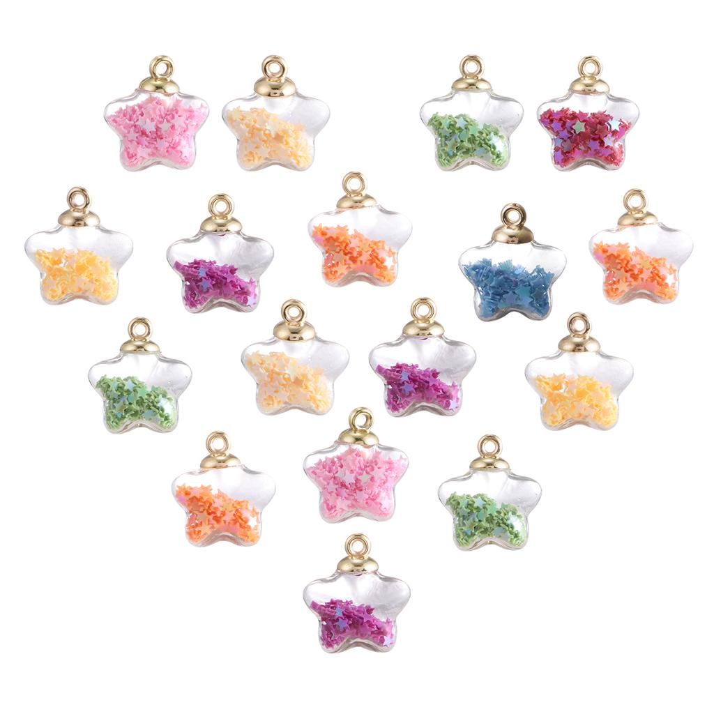 40pcs/pack Transparent Glass Ball Pendant DIY Handmade Jewelry Accessories Mixed Color Artificial Diamond Glass Ball