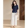 D.F.DEAR Women's Casual Polka Dot Shirt & Wide-Leg Pants Set