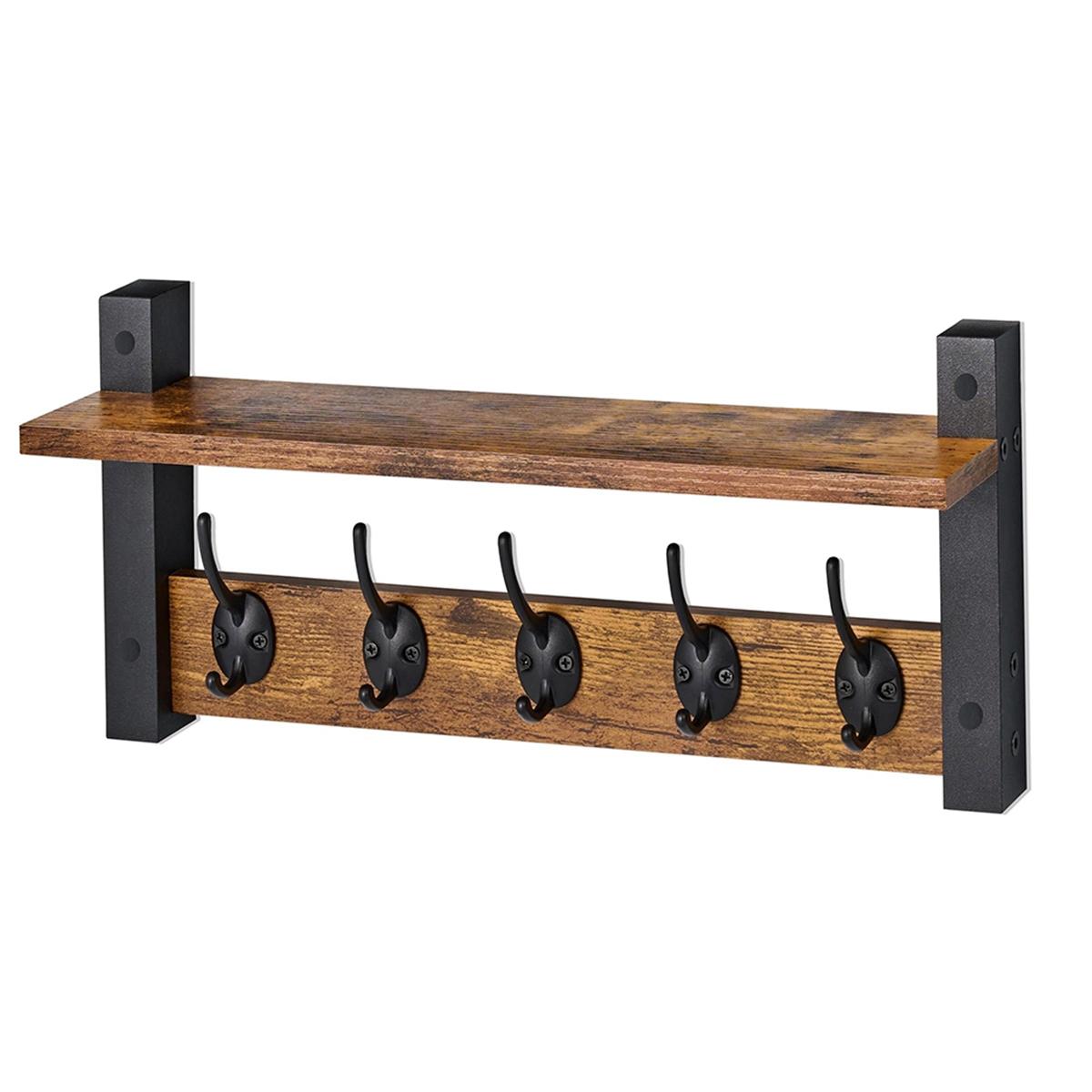 

2025+ Coat Hooks Wall Mount with Shelf Coat Rack Wall Mount with 5 Heavy Duty Hooks - Floating Wall Shelf with Hooks China Mainland