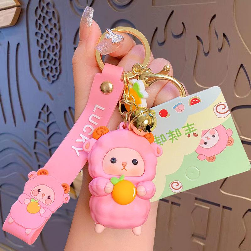 

Cute Sheep Baa Keychain Couple Cartoon Schoolbag Pendant Creative Car Keychain Small Gift Opp bag independent packaging