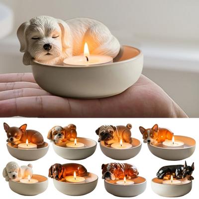 Yousheng Handbemalter Welpen Kerzenhalter Votiv Teelichthalter Wohnzimmer Badezimmer Kerzenständer Dekoration Tischmittelstück Ornament