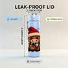 1PC Santa Hat Cute Cow 750ml Color Plastic Sports Water Bottle Leakproof Flip Straw Lid Suitable for Sports Office Home Use