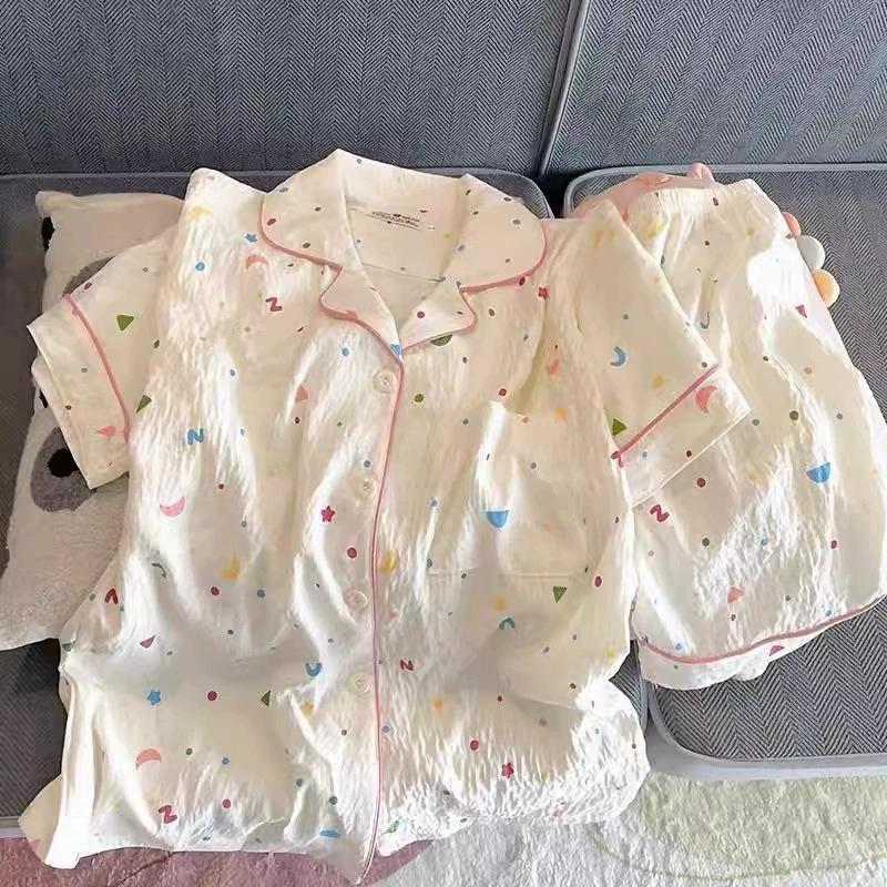 2025 Women's Summer Cloud Cotton Short Sleeve Pajama Set - Casual & Sweet