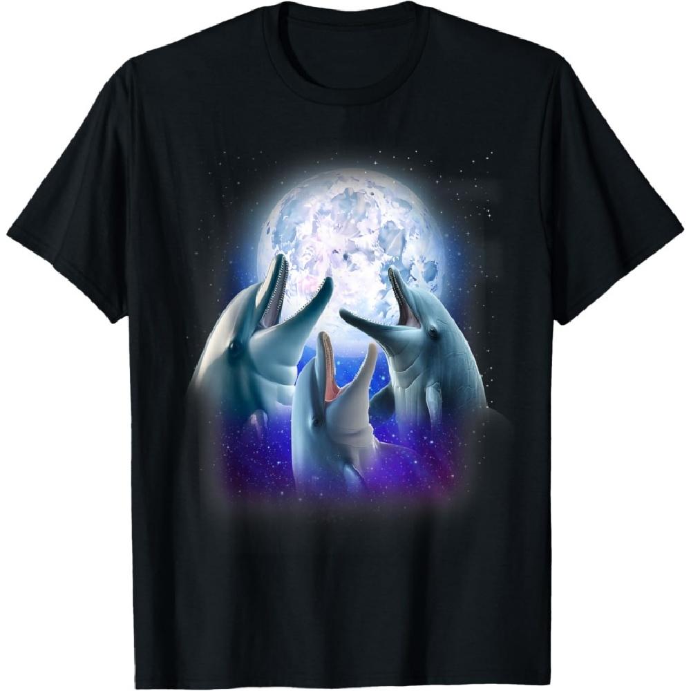 

3 Dolphins Howling At The Moon Funny Dolphin Lover Aquarist T-Shirt XXXXXL