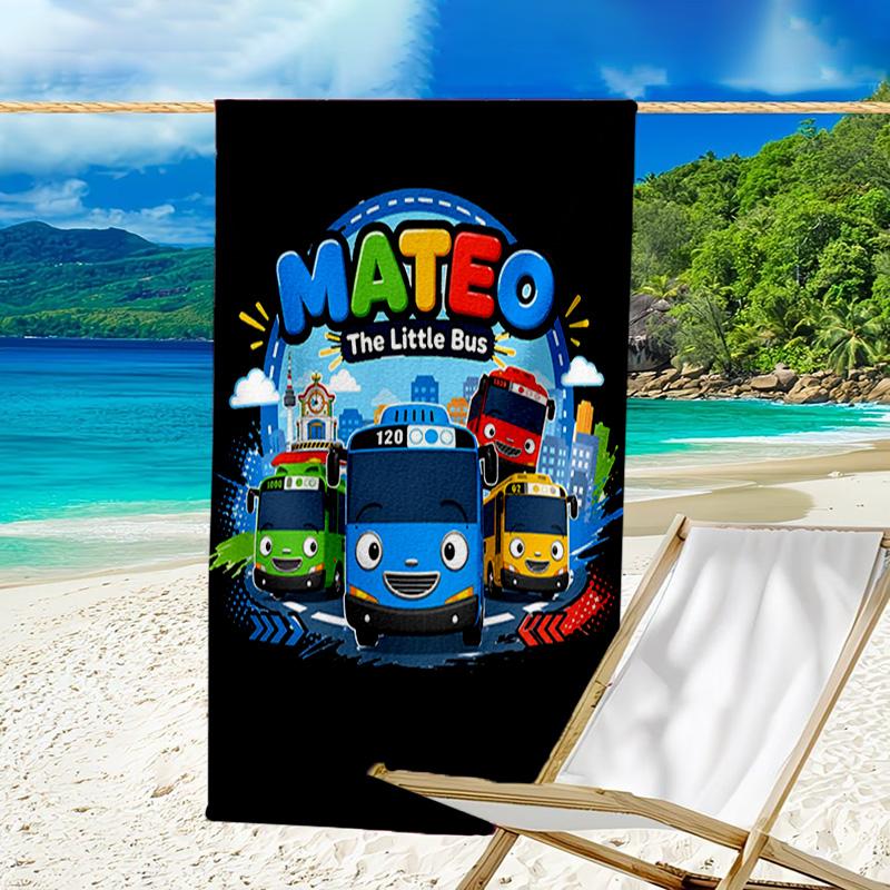 Abenteuer mit Mateo dem kleinen Bus Mikrofaser Strandtuch, Leicht und Schnelltrocknend, für Sommerreisen, Strand-Essential, Schwimmbad Outdoor
