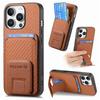 C1-11 for iPhone 16 Pro Case Card Holder Carbon Fiber Texture Leather Coated TPU Phone Cover